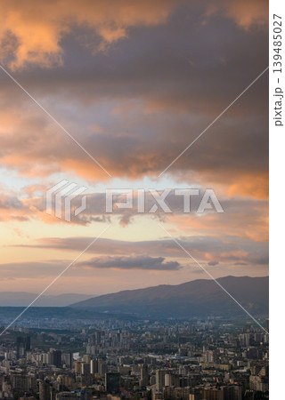 Panoramic aerial cityscape sunset view of Tbilisi, the capital of Georgia Panoramic aerial cityscape sunset view of Tbilisi, the capital of Georgia 139485027