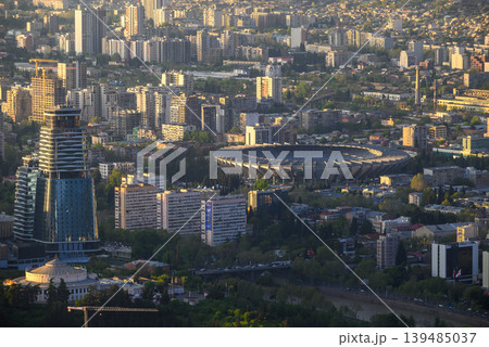 Panoramic aerial cityscape sunset view of Tbilisi, the capital of Georgia Panoramic aerial cityscape sunset view of Tbilisi, the capital of Georgia 139485037