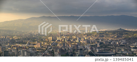 Panoramic aerial cityscape sunset view of Tbilisi, the capital of Georgia 139485041