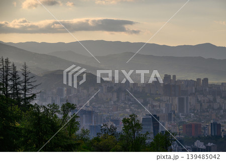 Panoramic aerial cityscape sunset view of Tbilisi, the capital of Georgia Panoramic aerial cityscape sunset view of Tbilisi, the capital of Georgia 139485042
