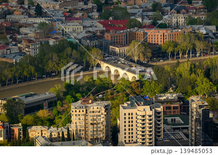 Panoramic aerial cityscape sunset view of Tbilisi, the capital of Georgia Panoramic aerial cityscape sunset view of Tbilisi, the capital of Georgia 139485053