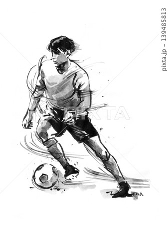 墨絵サッカーフェイント 墨絵サッカーフェイント 139485813