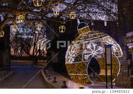 christmas decoration is installed in Avignon for celebration. christmas decoration is installed in Avignon for celebration. 139485922