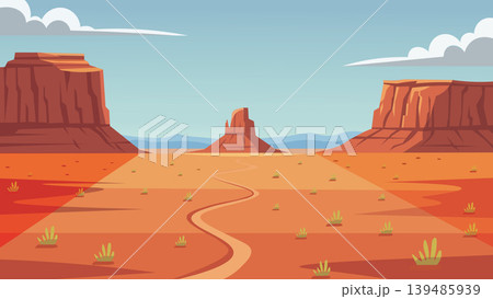 Monument Trail Desert Flat Design Illustration View Monument Trail Desert Flat Design Illustration View 139485939