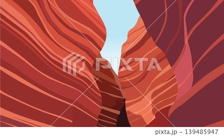 Deep Slot Canyon Flat Design Illustration Landscape Deep Slot Canyon Flat Design Illustration Landscape 139485947