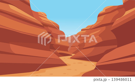 Narrow Canyon Desert Flat Design Illustration Passage Narrow Canyon Desert Flat Design Illustration Passage 139486011