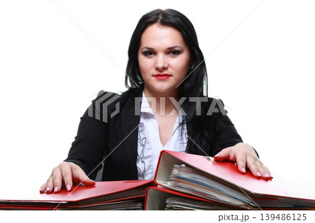 beautiful woman with folders beautiful woman with folders 139486125