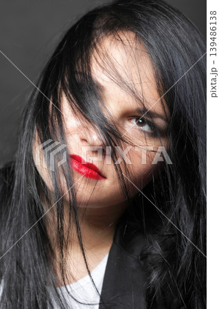 beautiful brunette woman long hair 139486138