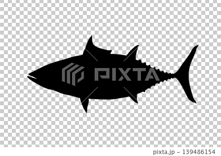 鰹魚剪影插圖(藍色魚形素材) 鰹魚剪影插圖(藍色魚形素材) 139486154