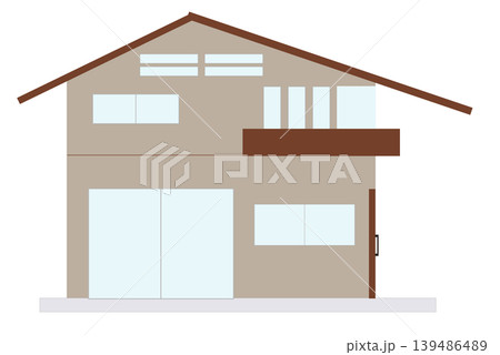 シンプルなお家アイコン　住宅イラスト　二階建て 139486489