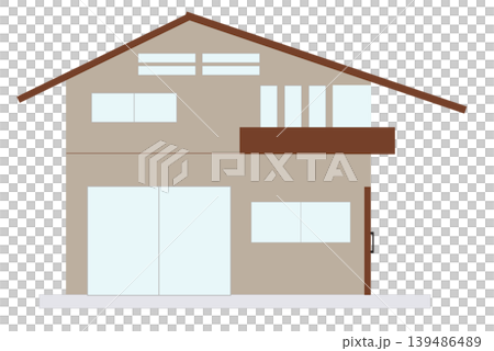 シンプルなお家アイコン　住宅イラスト　二階建て 139486489