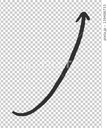 A hand-drawn black upward-pointing arrow that rises sharply - a simple and cute decorative element for upward, rapid ascent, increase, and growth. 139486733
