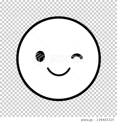 シンプルな顔アイコン　ウインク　イラスト素材 139487225