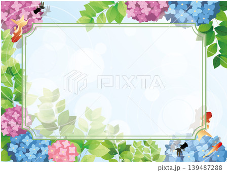 紫陽花梅雨背景 紫陽花梅雨背景 139487288