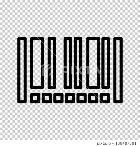 Simple line art vector illustration of a barcode icon. 139487381