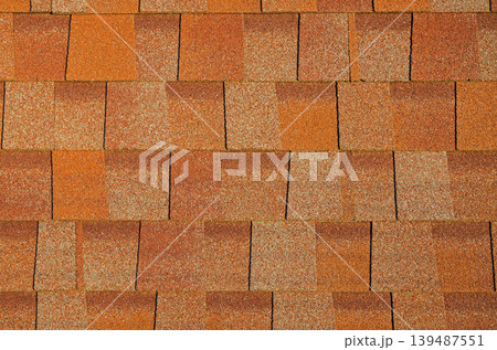 Brown-orange asphalt shingle for roof Brown-orange asphalt shingle for roof 139487551