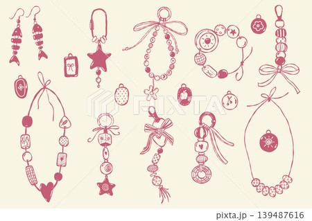 Handmade clay bead jewelry collection with boho charms and accessories Handmade clay bead jewelry collection with boho charms and accessories 139487616