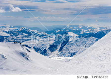 Gudauri Ski Resort Georgia, Snowy Winter Mountain Landscape winter Gudauri Ski Resort Georgia, Snowy Winter Mountain Landscape winter 139488146