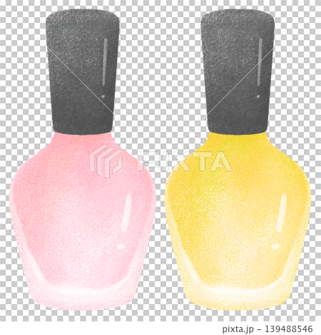 Pink and yellow nail polish, hand-drawn illustration 139488546