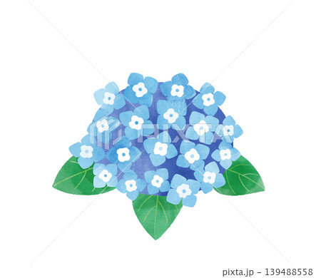 水彩風のブルーの紫陽花イラスト デフォルメデザイン 背景透過素材 水彩風のブルーの紫陽花イラスト デフォルメデザイン 背景透過素材 139488558
