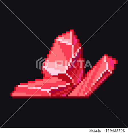 Pixel mineral crystal cluster retro game graphic 139488708