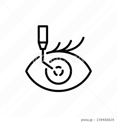 Cataract surgery thin line icon. Ophthalmology. Lasik vision correction. Modern vector illustration. 139488829