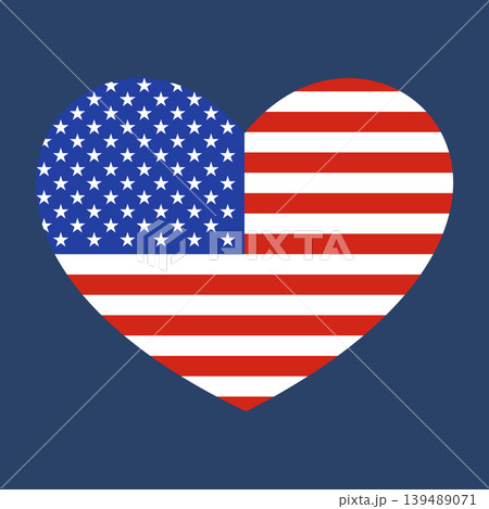 American flag in heart shape. USA Memorial day symbol. 139489071