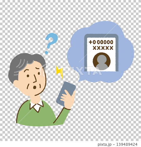 迷惑電話に困るシニアの男性 139489424