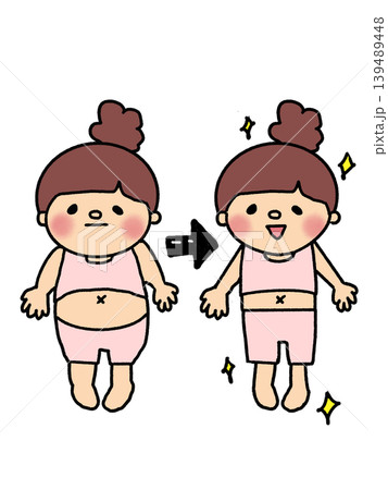 ダイエット、、ボディケア、肥満ぽっちゃり女子のビフォーアフター 139489448