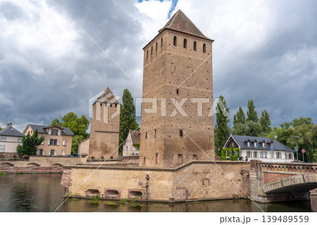 Ponts Couverts towers and canal in Strasbourg, France Ponts Couverts towers and canal in Strasbourg, France 139489559