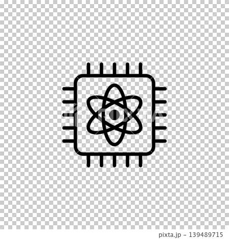 Quantum Computing Processor Chip Line Icon Quantum Computing Processor Chip Line Icon 139489715