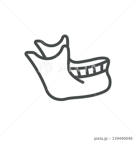 Jaw Icon. Thin Line Illustration of Human Mandible and Teeth, Representing Dental Anatomy, Orthodontics, Oral Health, and Medical Healthcare. Jaw Icon. Thin Line Illustration of Human Mandible and Teeth, Representing Dental Anatomy, Orthodontics, Oral Health, and Medical Healthcare. 139490046
