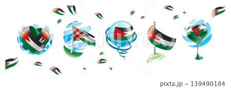 Vector set of the Jordanian flag in various creative designs Vector set of the Jordanian flag in various creative designs 139490184