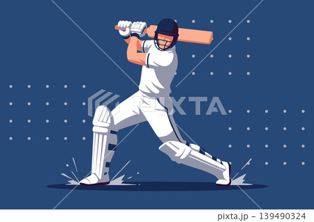 Cricket Batsman Hitting Ball. Sport illustration. Banner. Cricket Batsman Hitting Ball. Sport illustration. Banner. 139490324