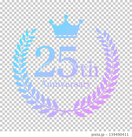 ホログラム25周年月桂冠フレーム 虹色・ゲーミング・記念エンブレム素材 ホログラム25周年月桂冠フレーム 虹色・ゲーミング・記念エンブレム素材 139490411