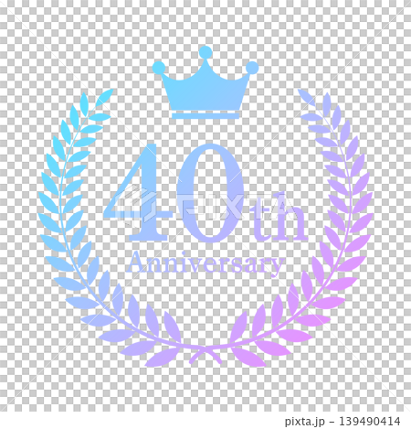 ホログラム40周年月桂冠フレーム 虹色・ゲーミング・記念エンブレム素材 ホログラム40周年月桂冠フレーム 虹色・ゲーミング・記念エンブレム素材 139490414