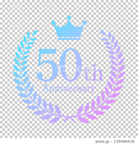 ホログラム50周年月桂冠フレーム 虹色・ゲーミング・記念エンブレム素材 ホログラム50周年月桂冠フレーム 虹色・ゲーミング・記念エンブレム素材 139490416