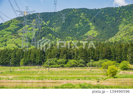 奥琵琶湖の田園風景　滋賀県長浜市西浅井町 139490596