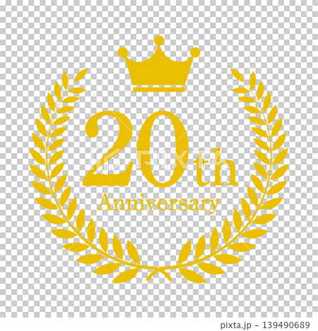 20週年紀念月桂花環金色向量素材 139490689