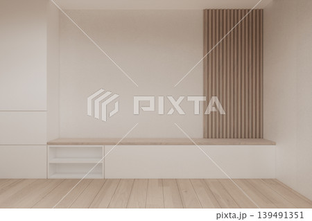 shelf on Built-in mock up smath board wall minimalist,Empty white wall on wooden floor and decoration, room japandi modern style.3D rendering shelf on Built-in mock up smath board wall minimalist,Empty white wall on wooden floor and decoration, room japandi modern style.3D rendering 139491351