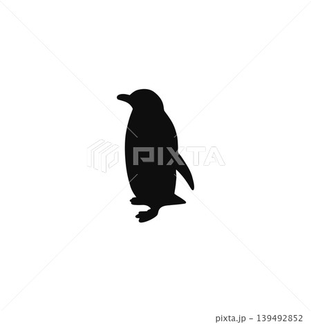 ペンギンのシルエットイラスト・白背景・シンプルでかわいい冬の動物素材 139492852