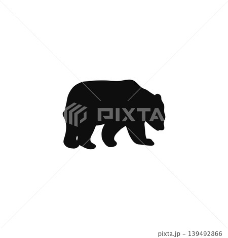 歩いているクマのシルエットイラスト・シンプル・動物素材 歩いているクマのシルエットイラスト・シンプル・動物素材 139492866
