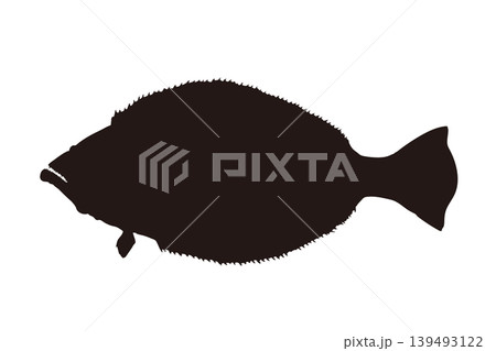 ヒラメのシルエットイラスト 海釣り魚素材 ヒラメのシルエットイラスト 海釣り魚素材 139493122