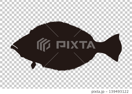 ヒラメのシルエットイラスト 海釣り魚素材 ヒラメのシルエットイラスト 海釣り魚素材 139493122