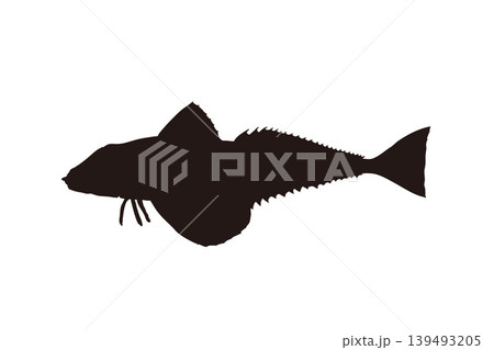 ホウボウのシルエットイラスト 海釣り魚素材 ホウボウのシルエットイラスト 海釣り魚素材 139493205