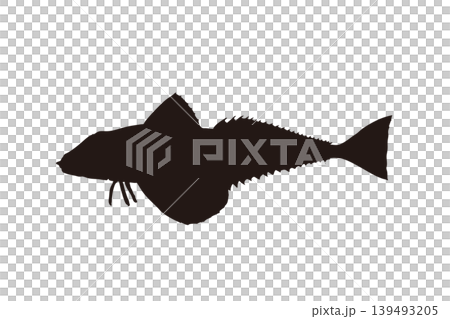 ホウボウのシルエットイラスト 海釣り魚素材 ホウボウのシルエットイラスト 海釣り魚素材 139493205
