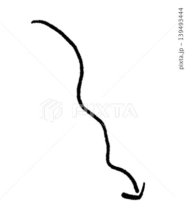 ふらふら下降する手書きの黒いくねくね矢印 - シンプルでかわいい緩やかに下方向を指すイラスト素材 ふらふら下降する手書きの黒いくねくね矢印 - シンプルでかわいい緩やかに下方向を指すイラスト素材 139493444
