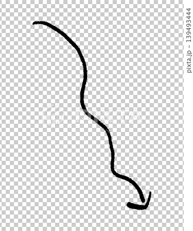 ふらふら下降する手書きの黒いくねくね矢印 - シンプルでかわいい緩やかに下方向を指すイラスト素材 ふらふら下降する手書きの黒いくねくね矢印 - シンプルでかわいい緩やかに下方向を指すイラスト素材 139493444