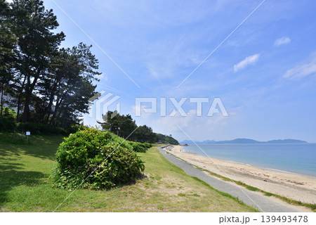 福岡市東区　志賀島の海岸風景　休暇村前の海岸　下馬ヶ浜海水浴場　 139493478