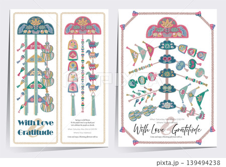 Korean Knotted Pendant Norigae Frame Template Set, Vector Illustration for Love and Gratitude Season Korean Knotted Pendant Norigae Frame Template Set, Vector Illustration for Love and Gratitude Season 139494238